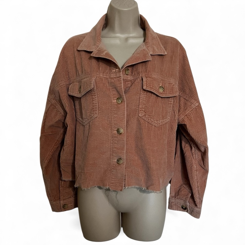 American Eagle Cropped Blush Pink Corduroy Jacket Size Medium